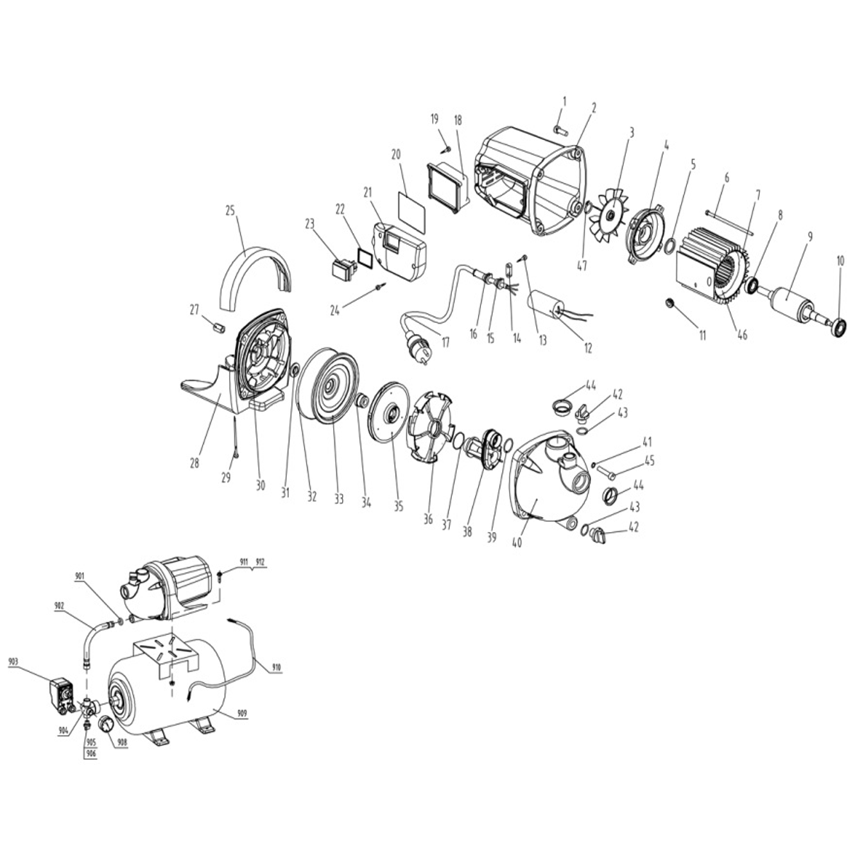 Насосная станция, бак 50 л ЗНАС-1200-50