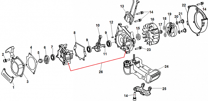 2 КОЛЕНВАЛ - МАХОВИК - МАГНЕТО ТРИММЕР CHAMPION Т525