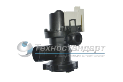 Помпа с корпусом Indesit, на 3 винтах, выводы назад, вместе, Leili, для современных машин, замена 085618, 283229, 119307, 309709